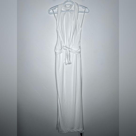NWT Zara Ruched Halter Maxi Dress White Size Large Bridal Shower Rehearsal - Picture 3 of 16